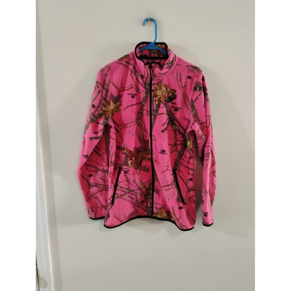 Mossy Oak Girls Pink Camo Fleece Jacket Full Zip Size Large 12-14 Hunting Gear